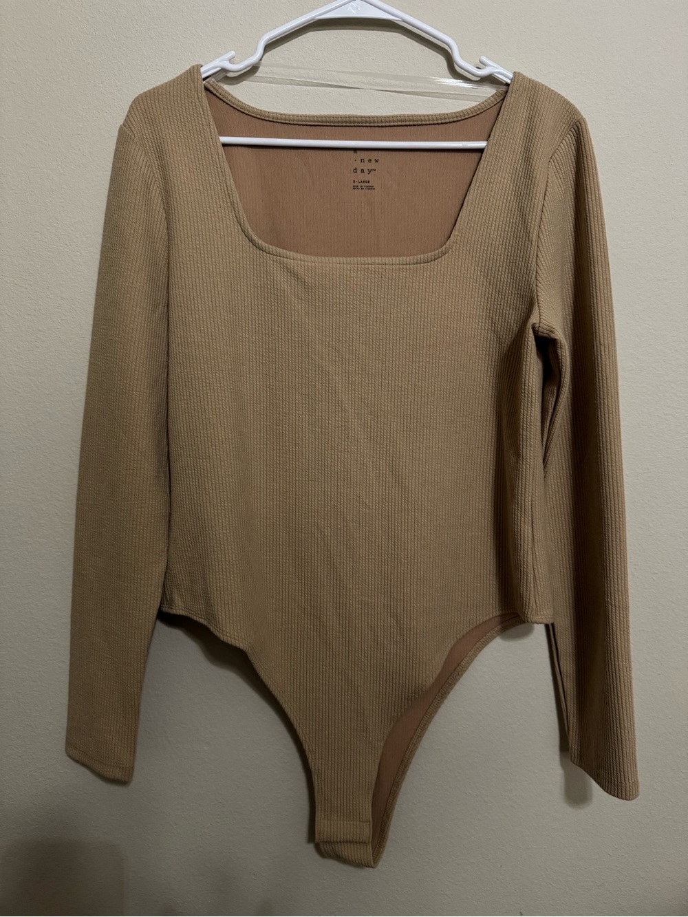 a new day Long Sleeve Ribbed Bodysuit in Tan